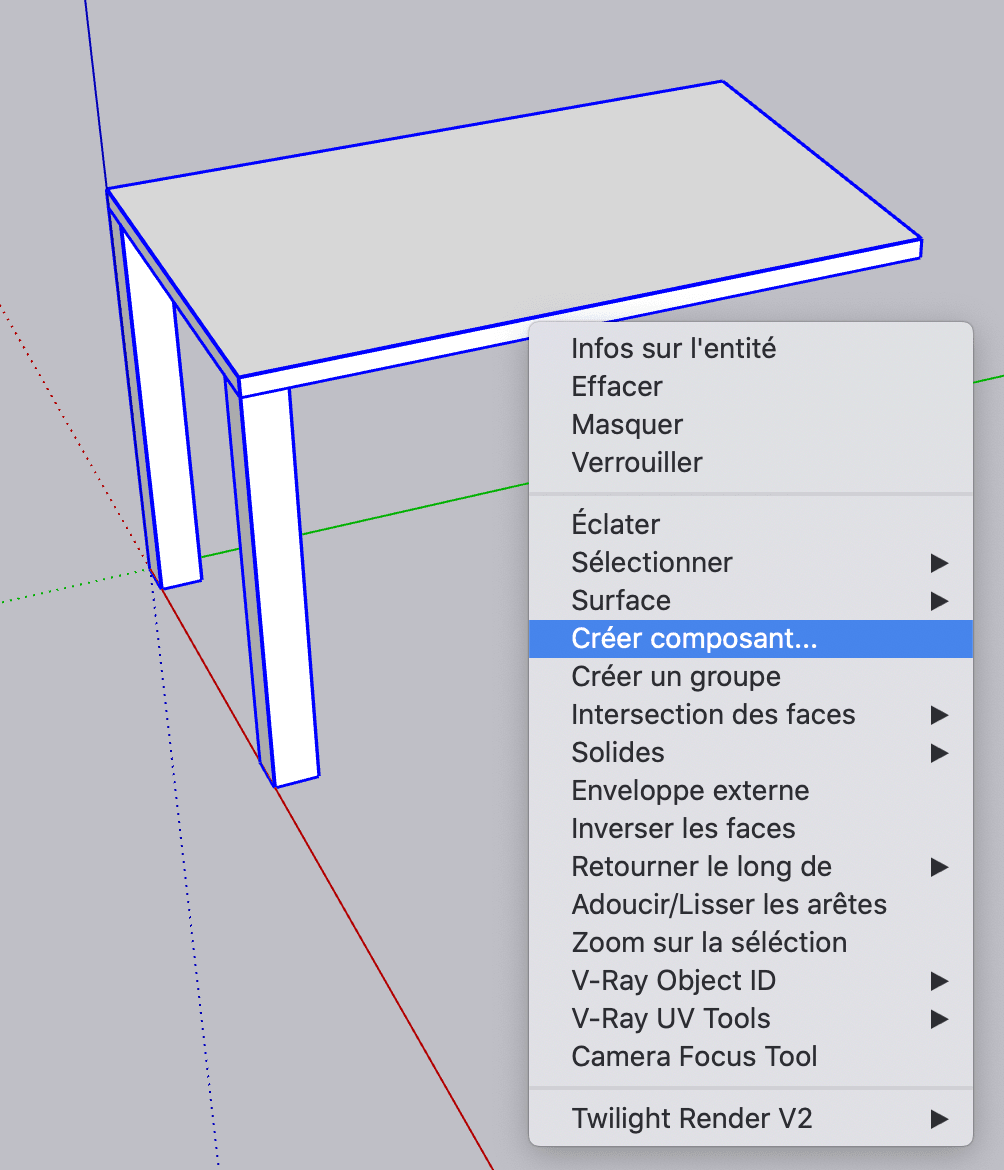 Comment créer un objet par symétrie ou miroir avec Sketchup